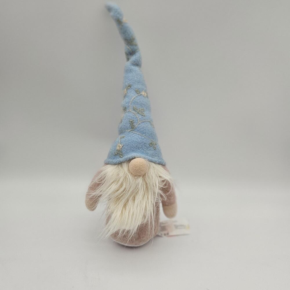 Plush Gnome Tomte‎ Nisse Shelf Sitter Decor Blue Hat White Beard Scandinavian